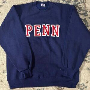 Navy blue and red Penn crewneck sweatshirt